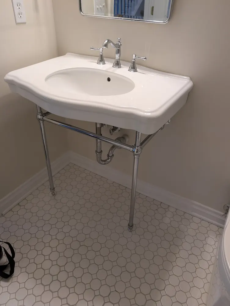 Console sink with chrome legs before replacement — Cedar, MI